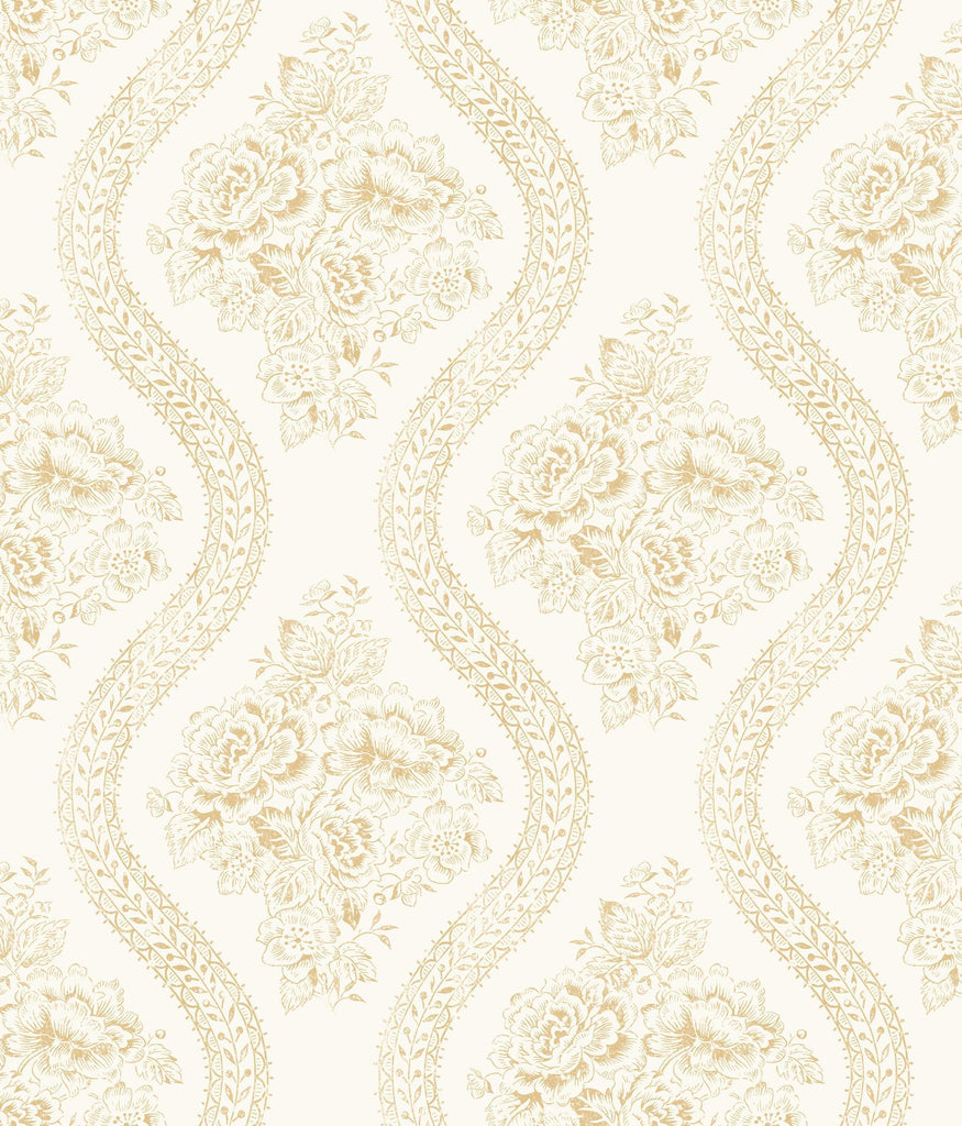 Magnolia Home Coverlet Floral Removable yellow/off white Wallpaper