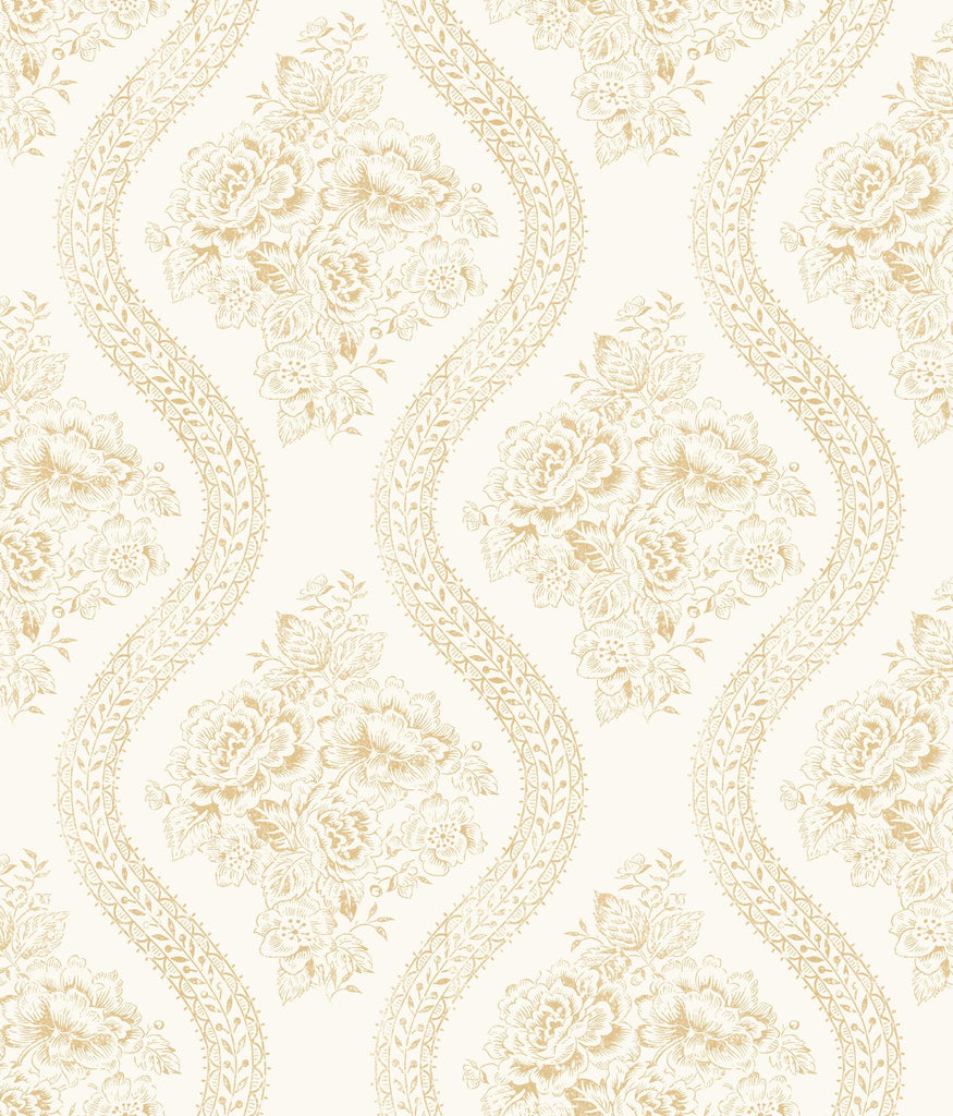 Magnolia Home Coverlet Floral Removable yellow/off white Wallpaper