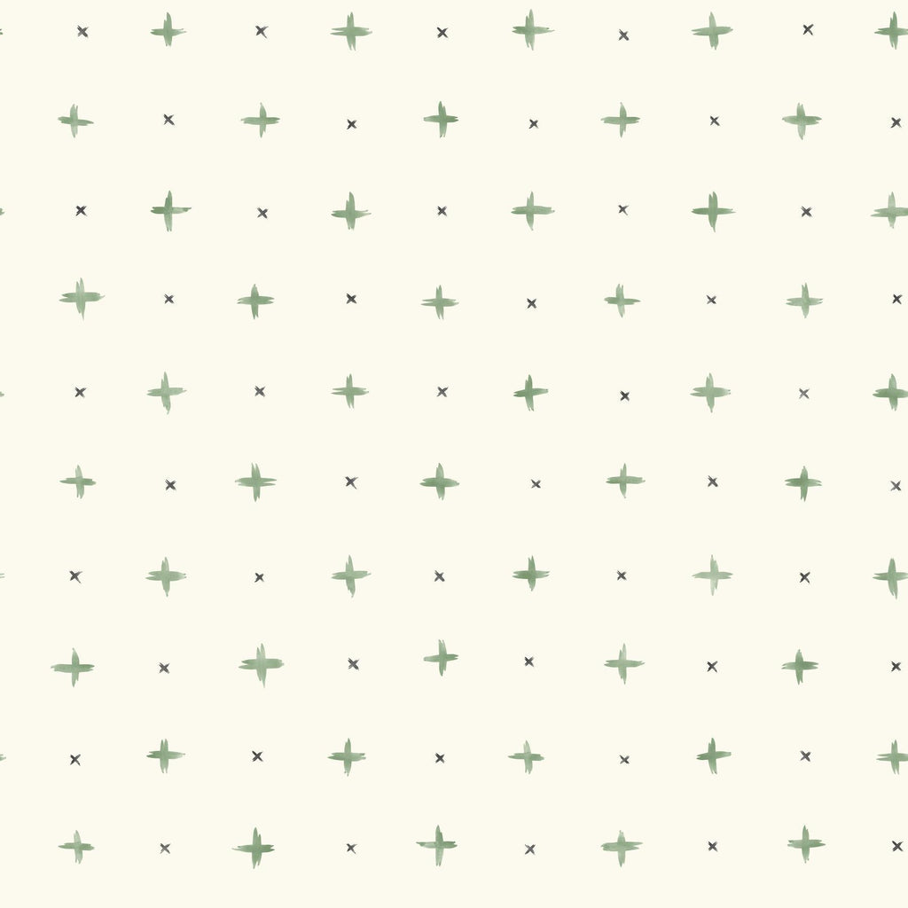 Magnolia Home Cross Stitch Green Wallpaper