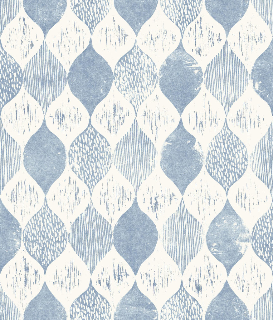 Magnolia Home Woodblock Print True Blue Wallpaper
