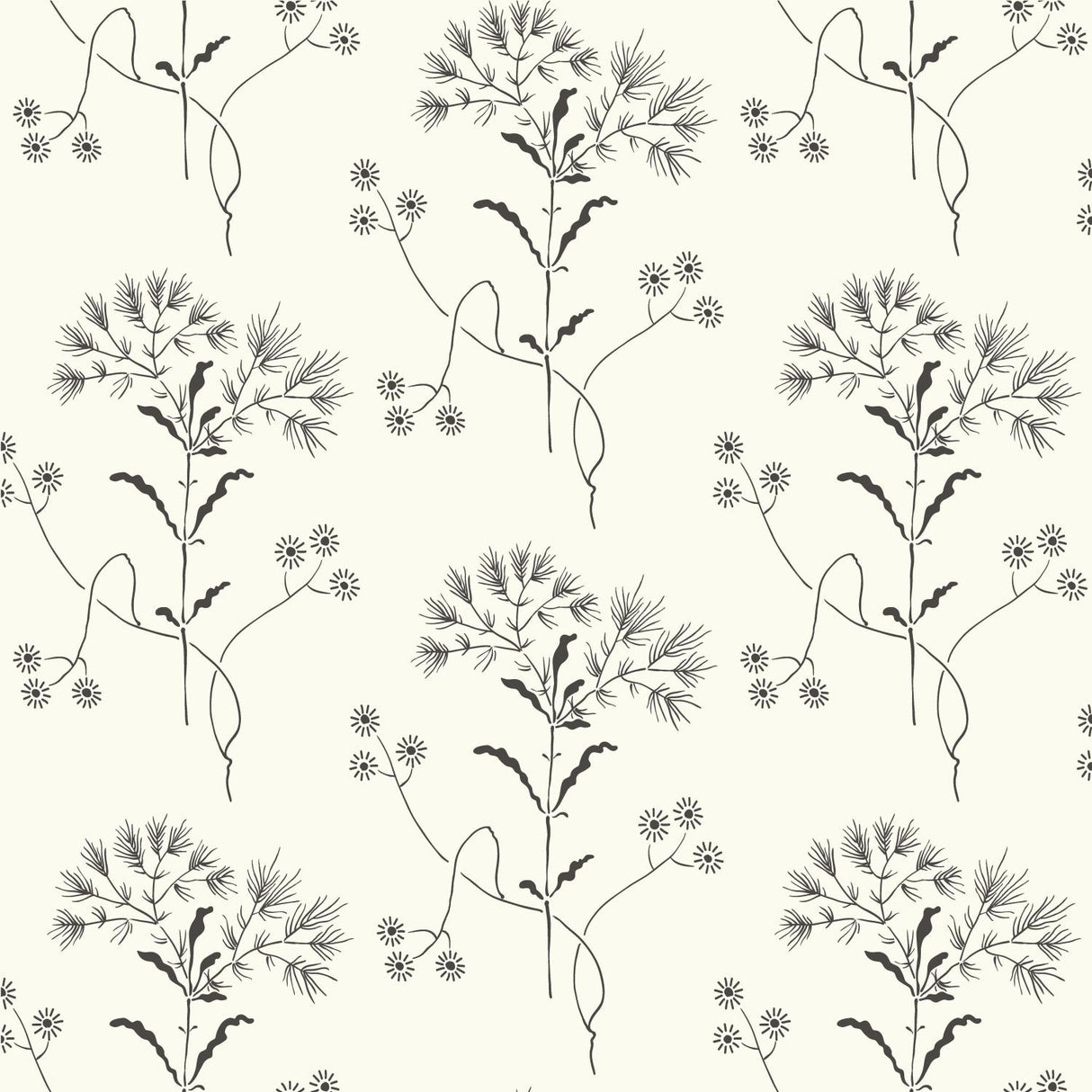 Magnolia Home Wildflower Black on White Wallpaper