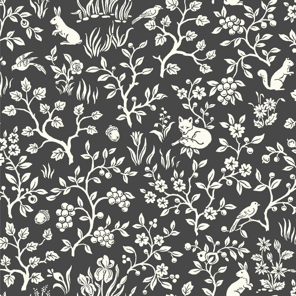 Magnolia Home Fox & Hare Straight Black Wallpaper