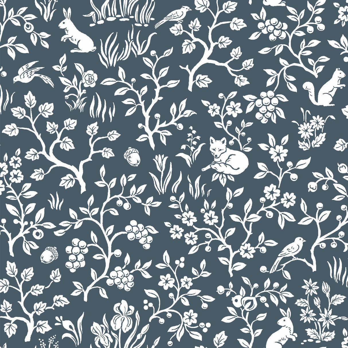 Magnolia Home Fox & Hare Navy Wallpaper