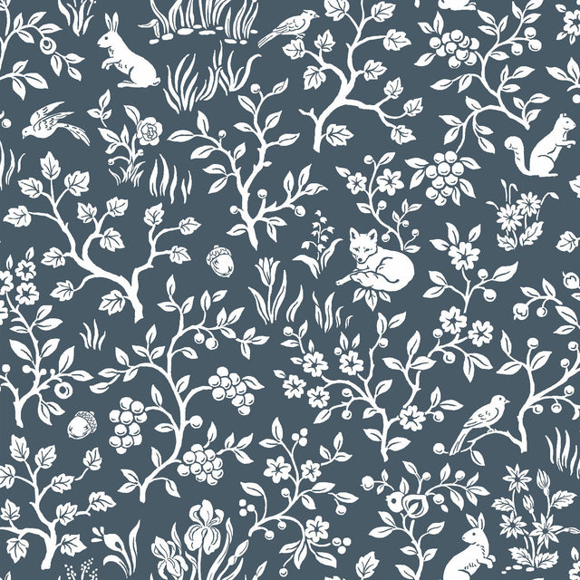 Magnolia Home Fox & Hare Navy Wallpaper