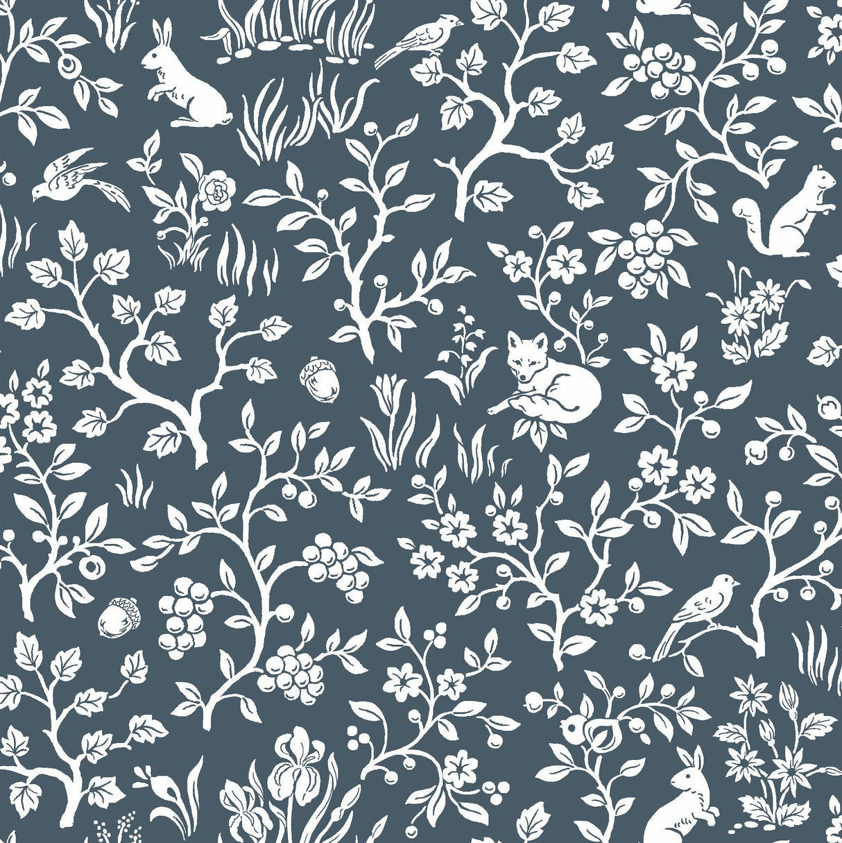 Magnolia Home Fox & Hare Navy Wallpaper