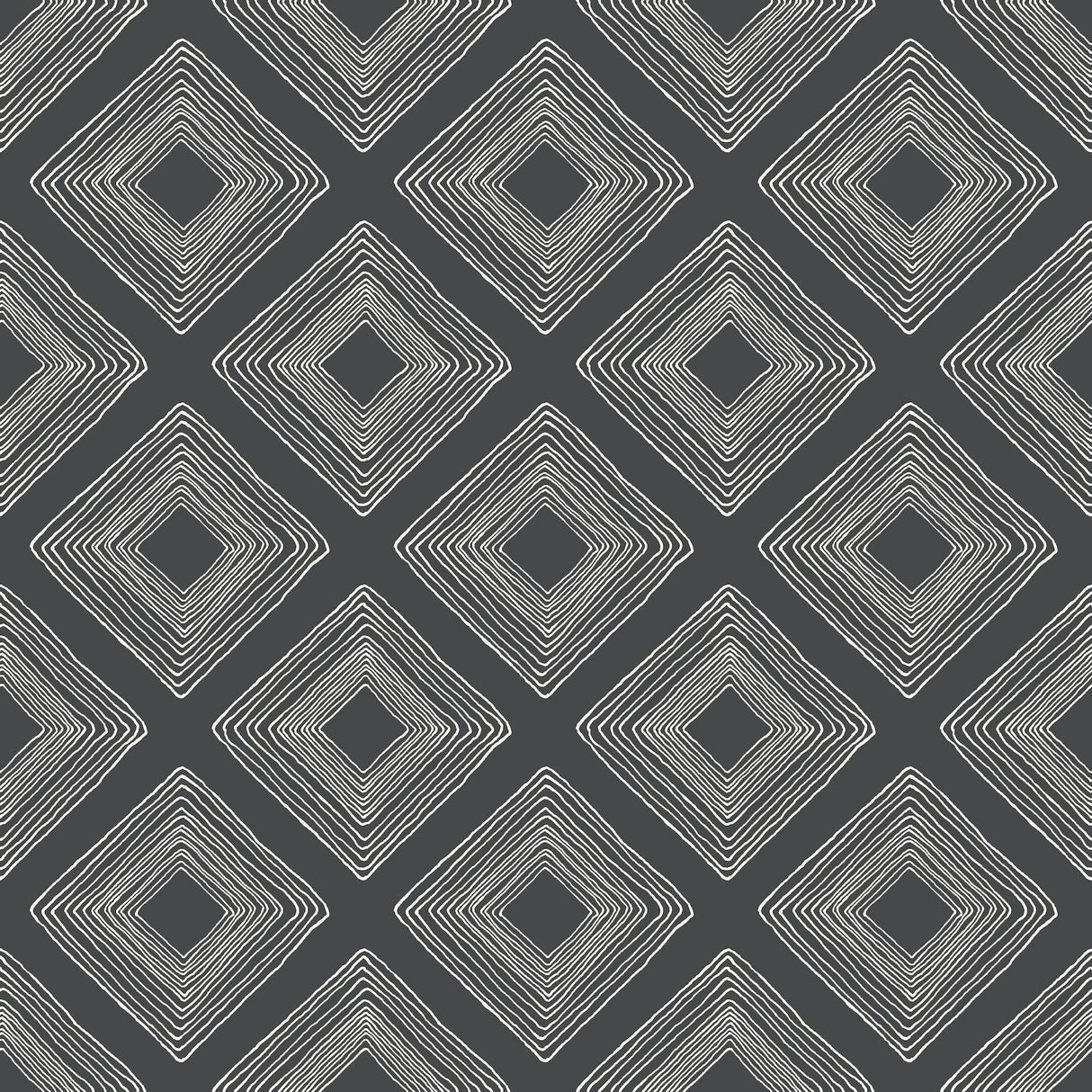 Magnolia Home Diamond Sketch White on Black Wallpaper