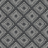 Magnolia Home Diamond Sketch White on Black Wallpaper