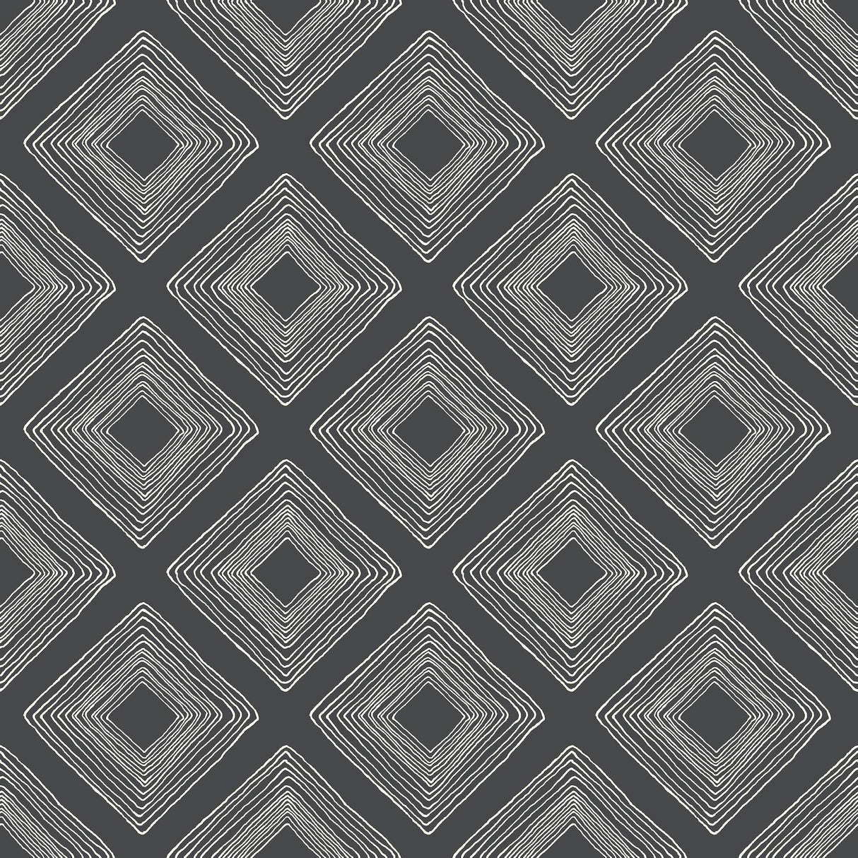 Magnolia Home Diamond Sketch White on Black Wallpaper