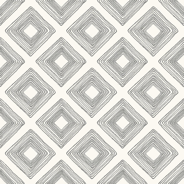 Magnolia Home Diamond Sketch Black on White Wallpaper