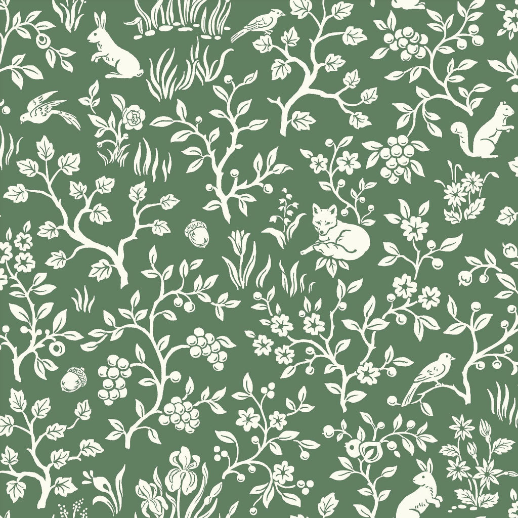 Magnolia Home Fox & Hare Forest Green Wallpaper
