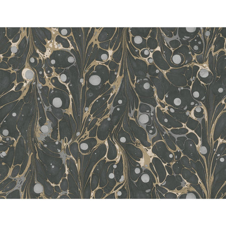 York Marbled Endpaper Black/Gold Wallpaper