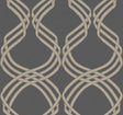 York Dante Ribbon Charcoal/Glint Wallpaper