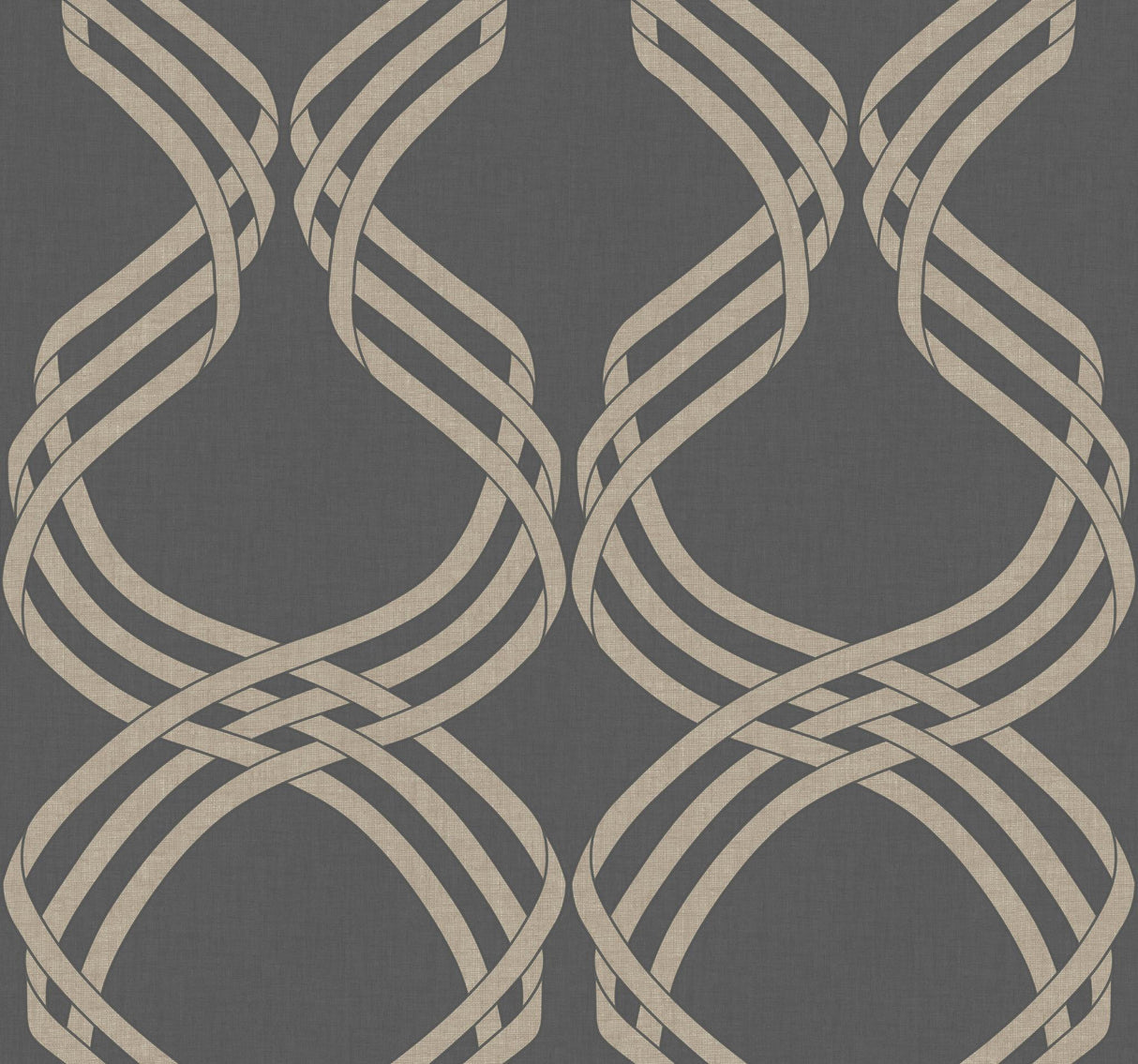 York Dante Ribbon Charcoal/Glint Wallpaper