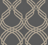 York Dante Ribbon Charcoal/Glint Wallpaper