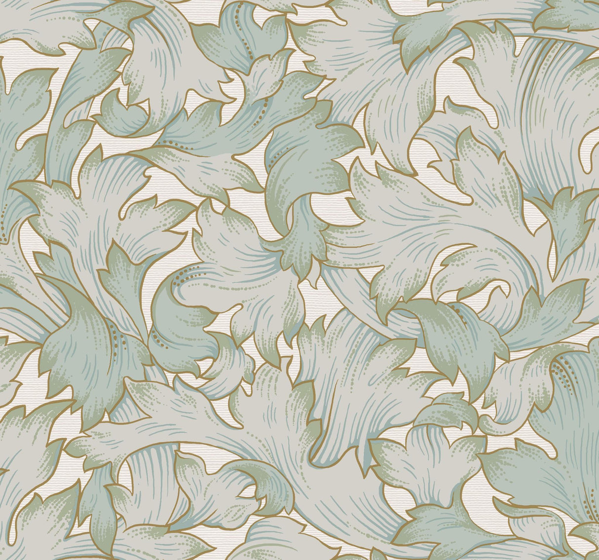 York Acanthus Toss Beige/Seafoam Wallpaper