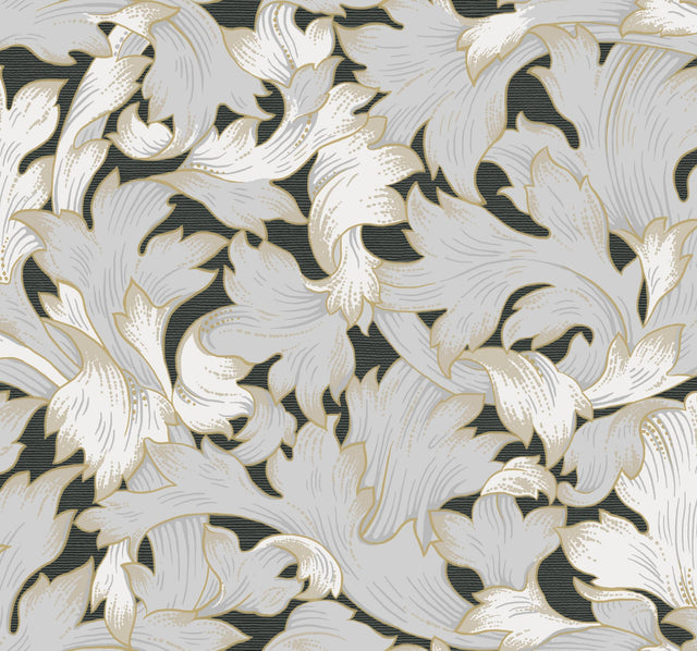York Acanthus Toss Black/Gray Wallpaper