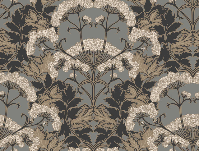 York Yarrow Nouveau Charcoal/Gold Wallpaper