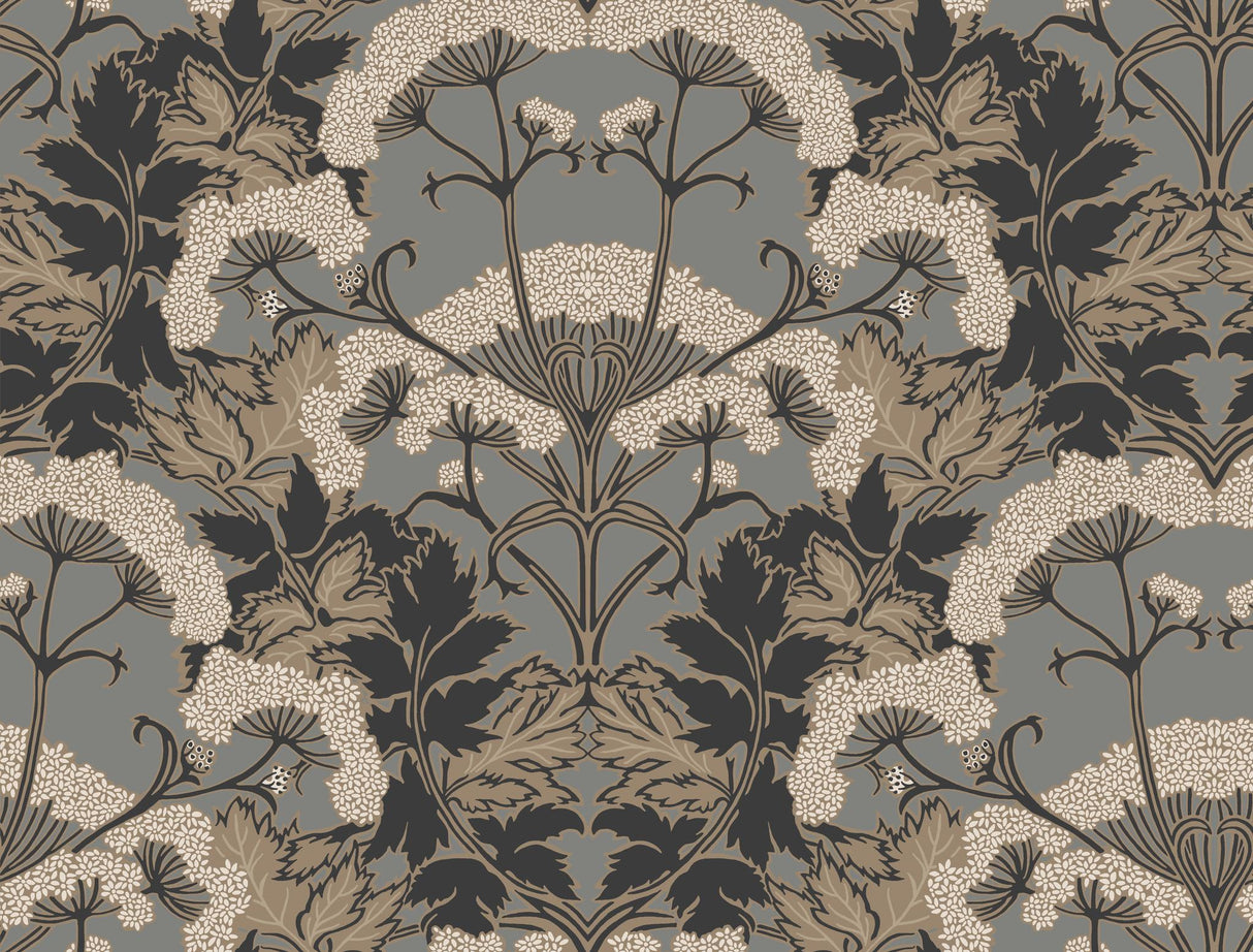 York Yarrow Nouveau Charcoal/Gold Wallpaper