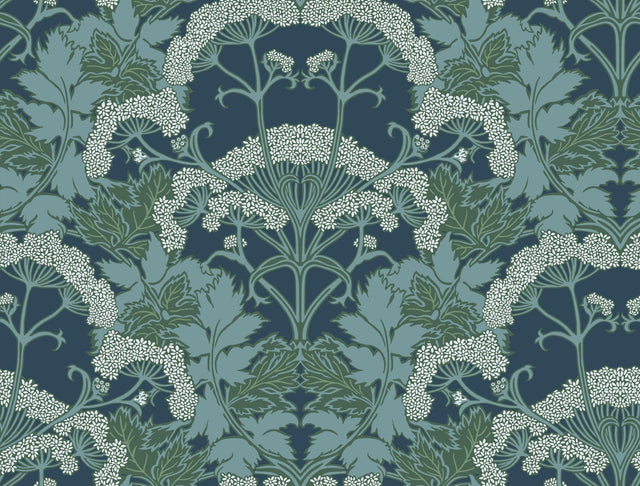York Yarrow Nouveau Blue/Green Wallpaper