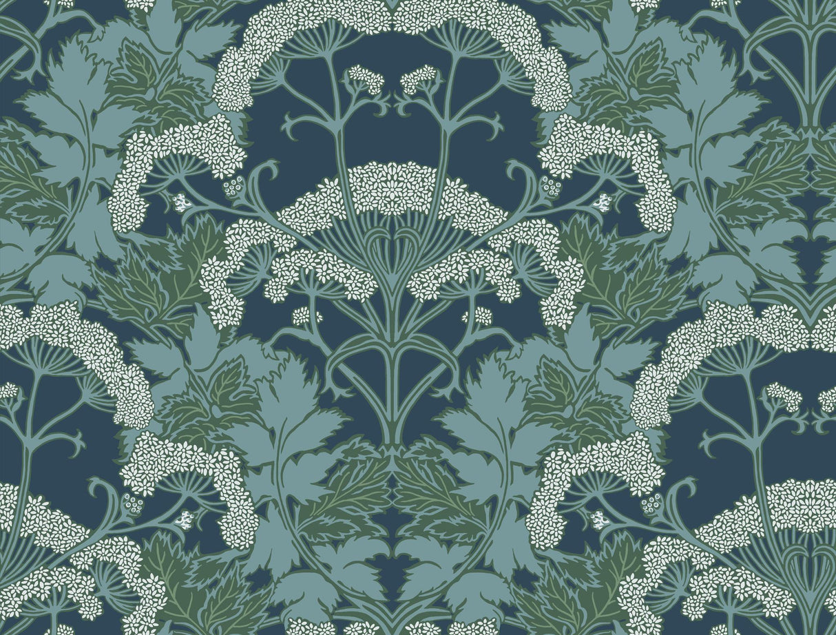 York Yarrow Nouveau Blue/Green Wallpaper