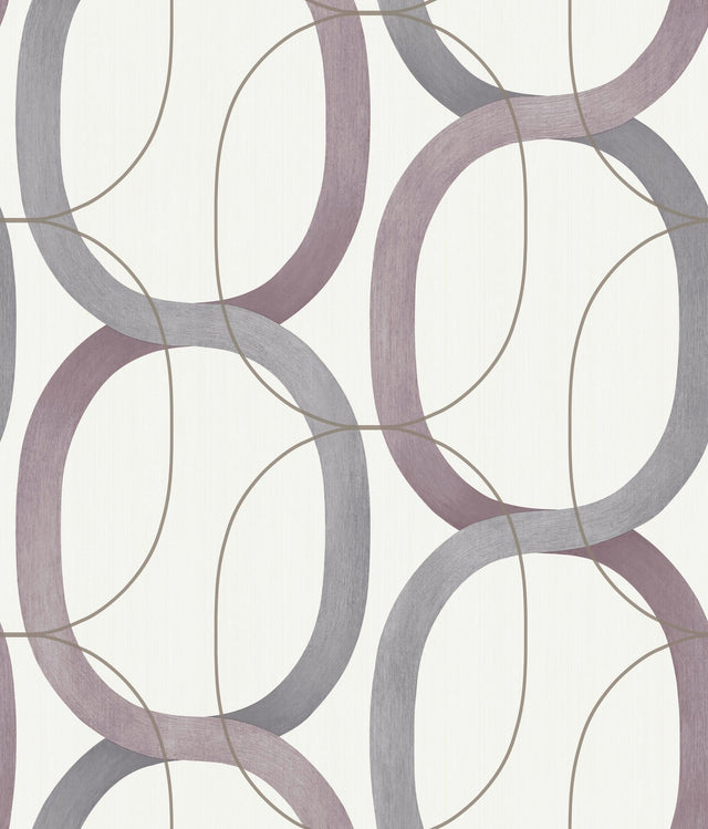 York Designer Series Interlock Plum Wallpaper