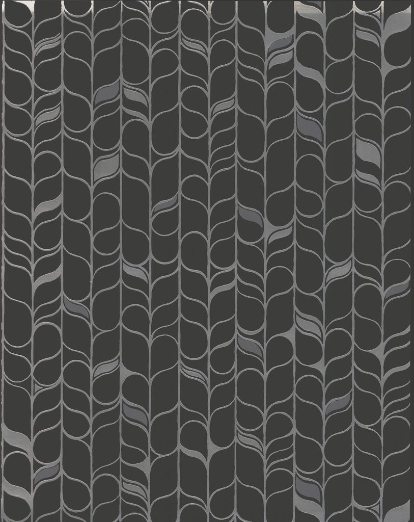 York Designer Series Perfect Petals Black/Silver Wallpaper