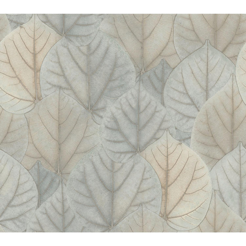 York Designer Series Leaf Concerto Blue/Taupe Wallpaper