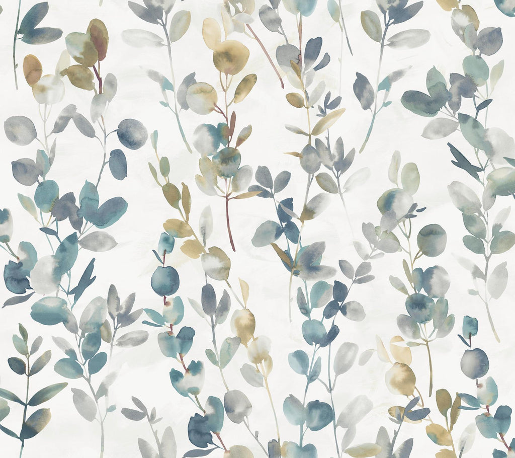 York Designer Series Joyful Eucalyptus Turquoise Wallpaper