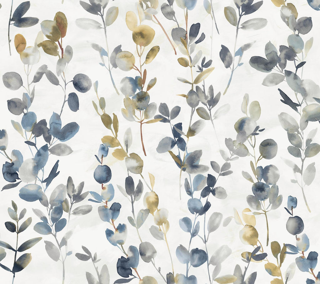 York Designer Series Joyful Eucalyptus Navy Wallpaper