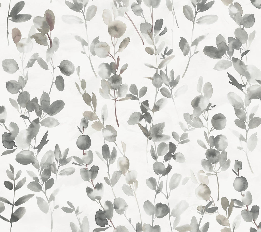 York Designer Series Joyful Eucalyptus Gray/Taupe Wallpaper