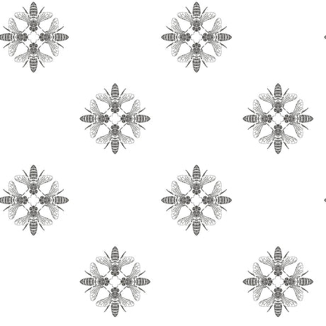 York Honey Bee Black/White Wallpaper