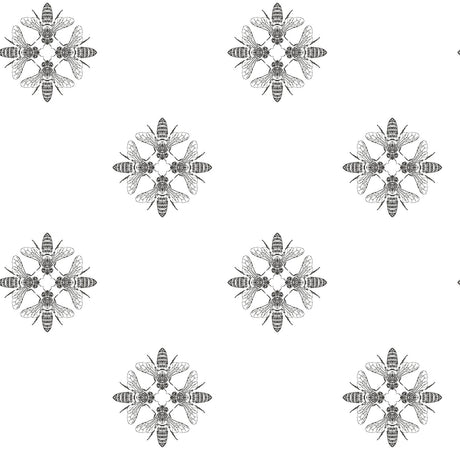York Honey Bee Black/White Wallpaper
