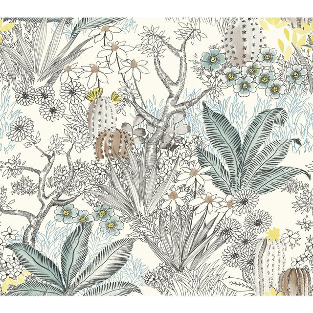 York Flowering Desert Black Wallpaper