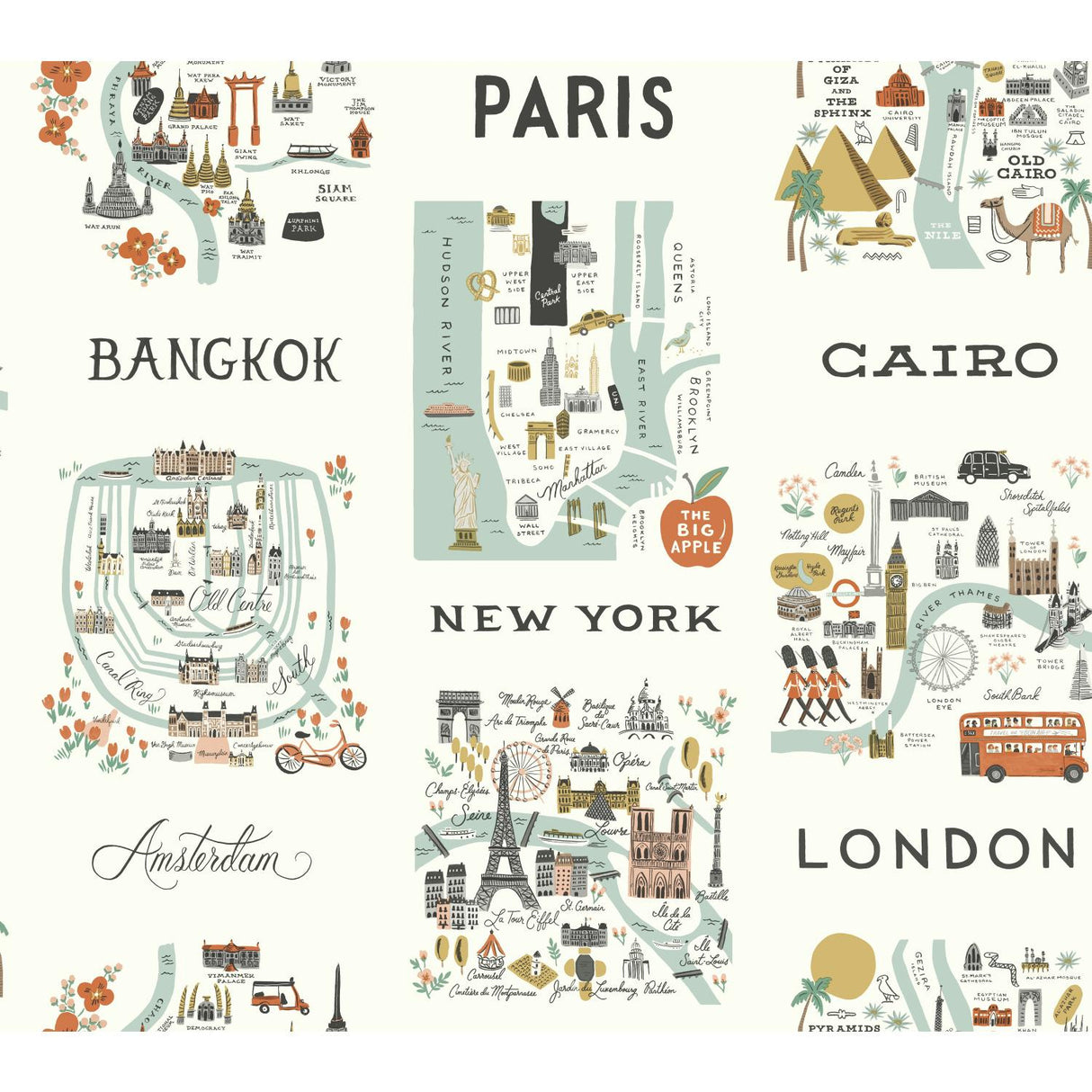 Rifle Paper Co. City Maps Mint Wallpaper