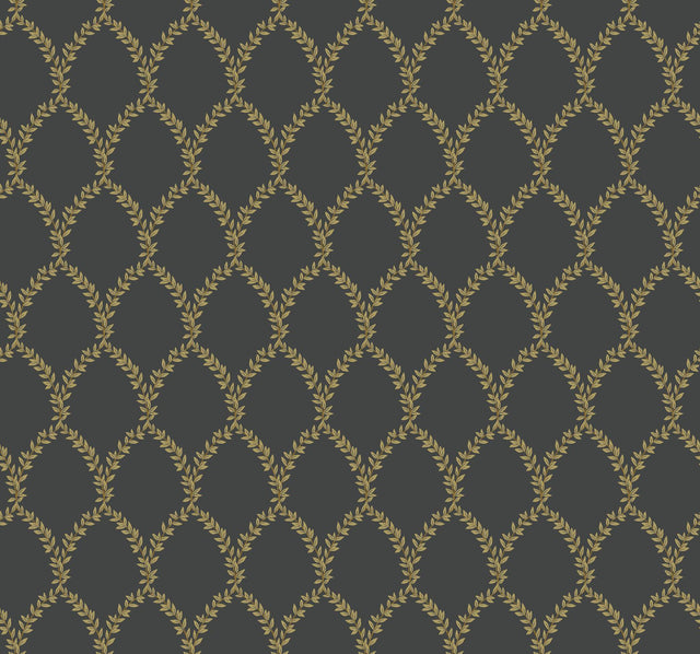 Rifle Paper Co. Laurel Gold/Black Wallpaper