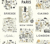 Rifle Paper Co. City Maps Gray/Gold Wallpaper