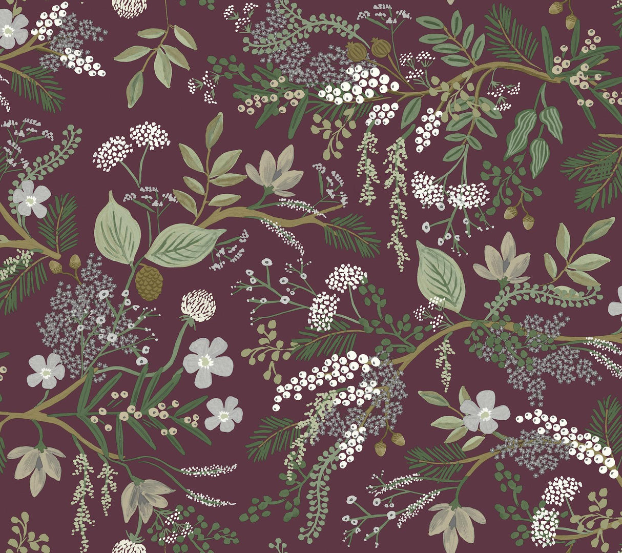 Rifle Paper Co. Juniper Forest Burgundy Wallpaper
