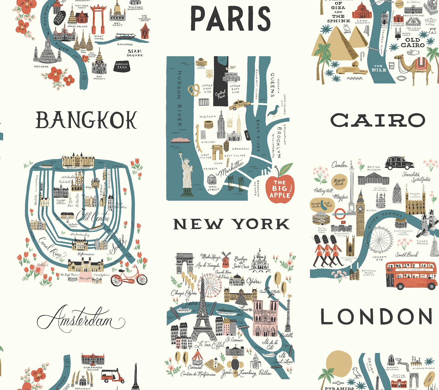 Rifle Paper Co. City Maps Wallpaper