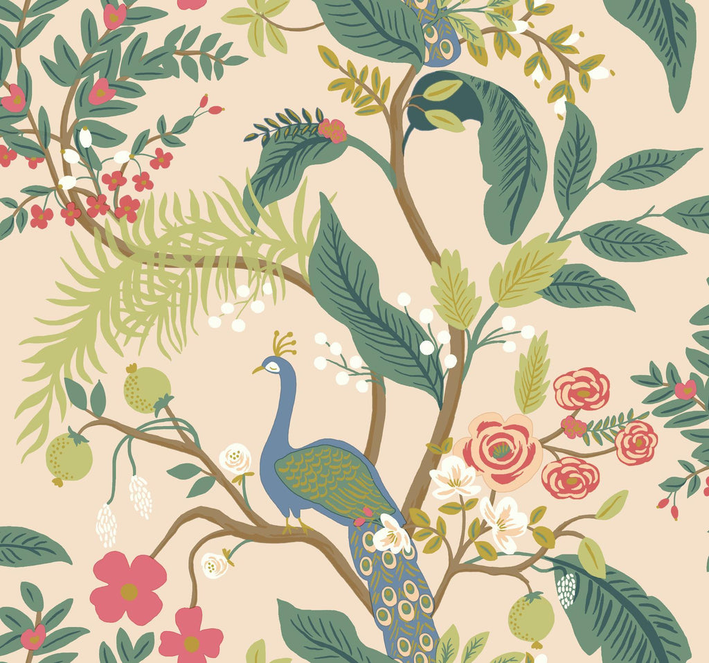 Rifle Paper Co. Peacock Light Pink Wallpaper