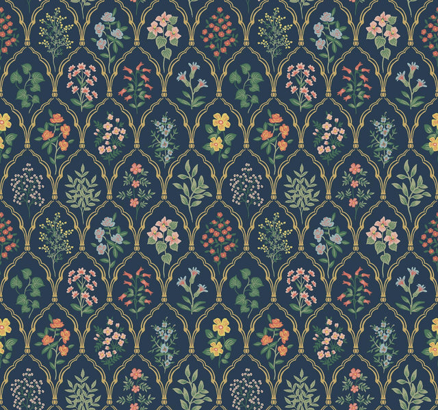 Rifle Paper Co. Hawthorne Navy Wallpaper