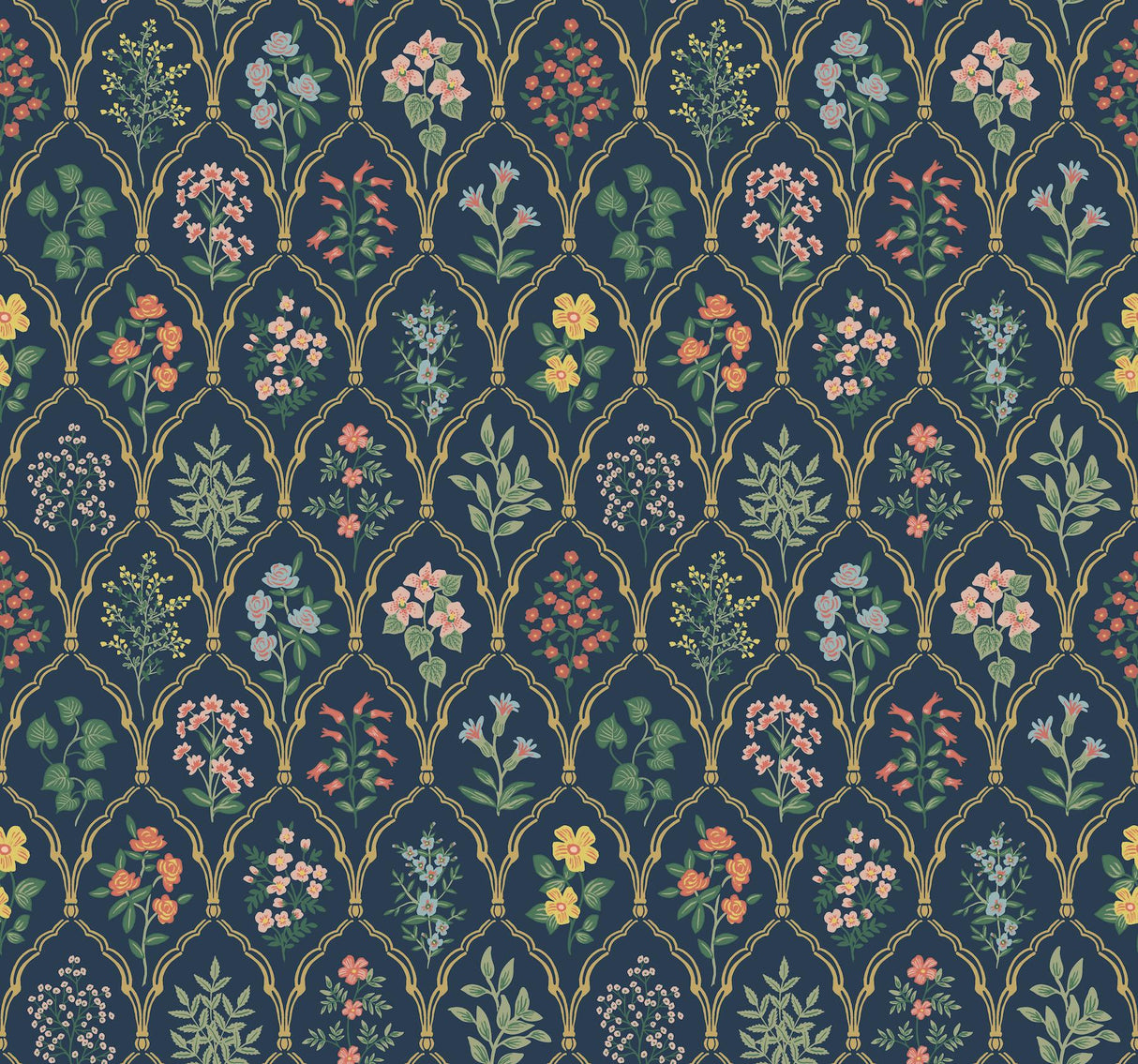 Rifle Paper Co. Hawthorne Navy Wallpaper