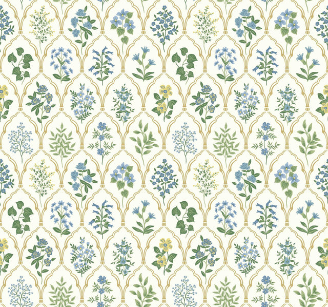 Rifle Paper Co. Hawthorne Blue/Green Wallpaper
