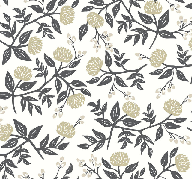 Rifle Paper Co. Peonies White/Black Wallpaper