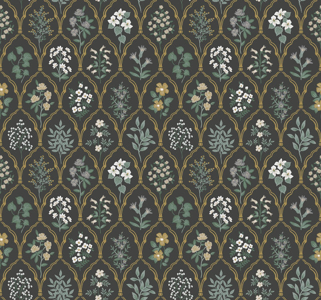 Rifle Paper Co. Hawthorne Black/Cream Wallpaper