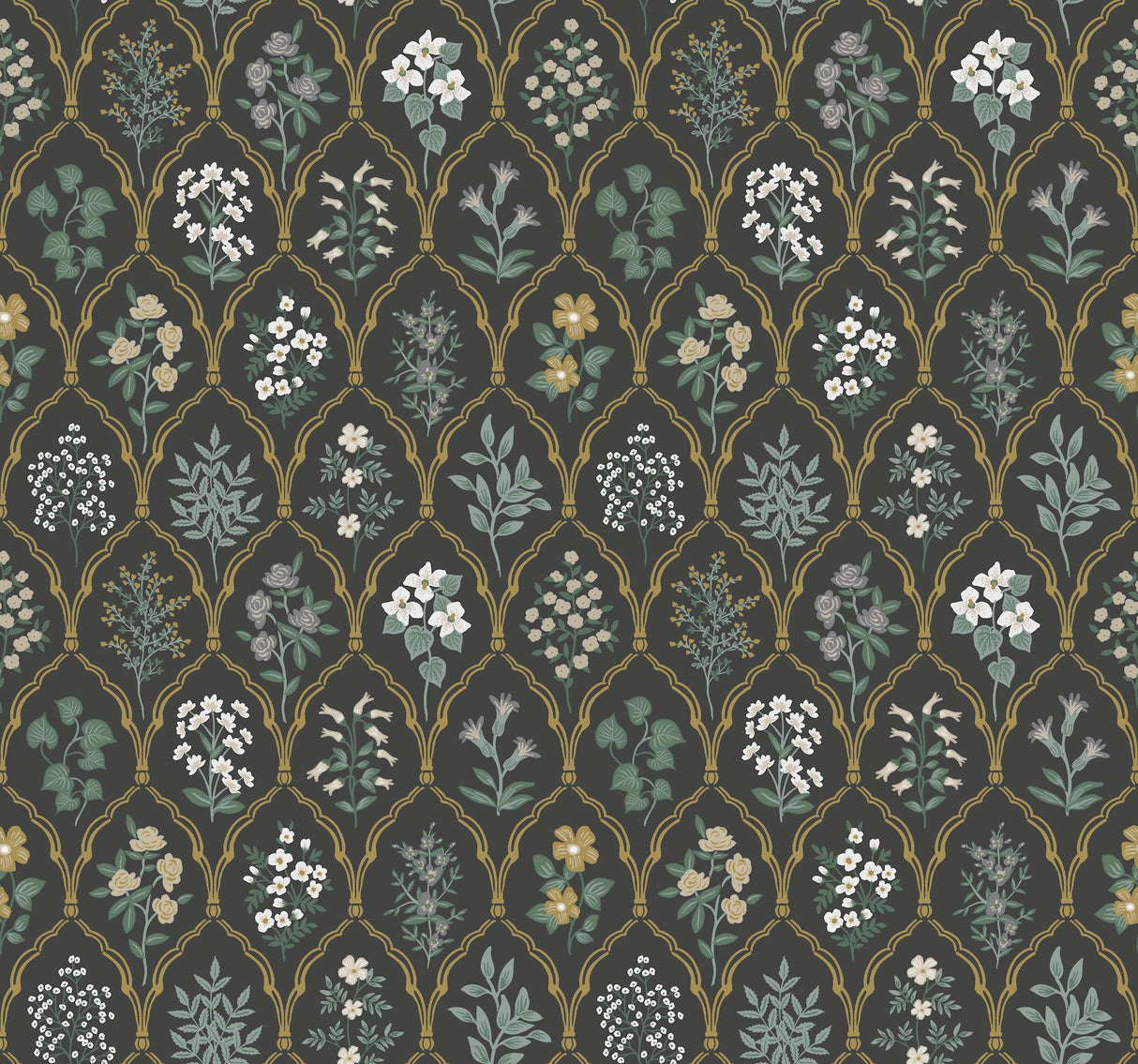 Rifle Paper Co. Hawthorne Black/Cream Wallpaper