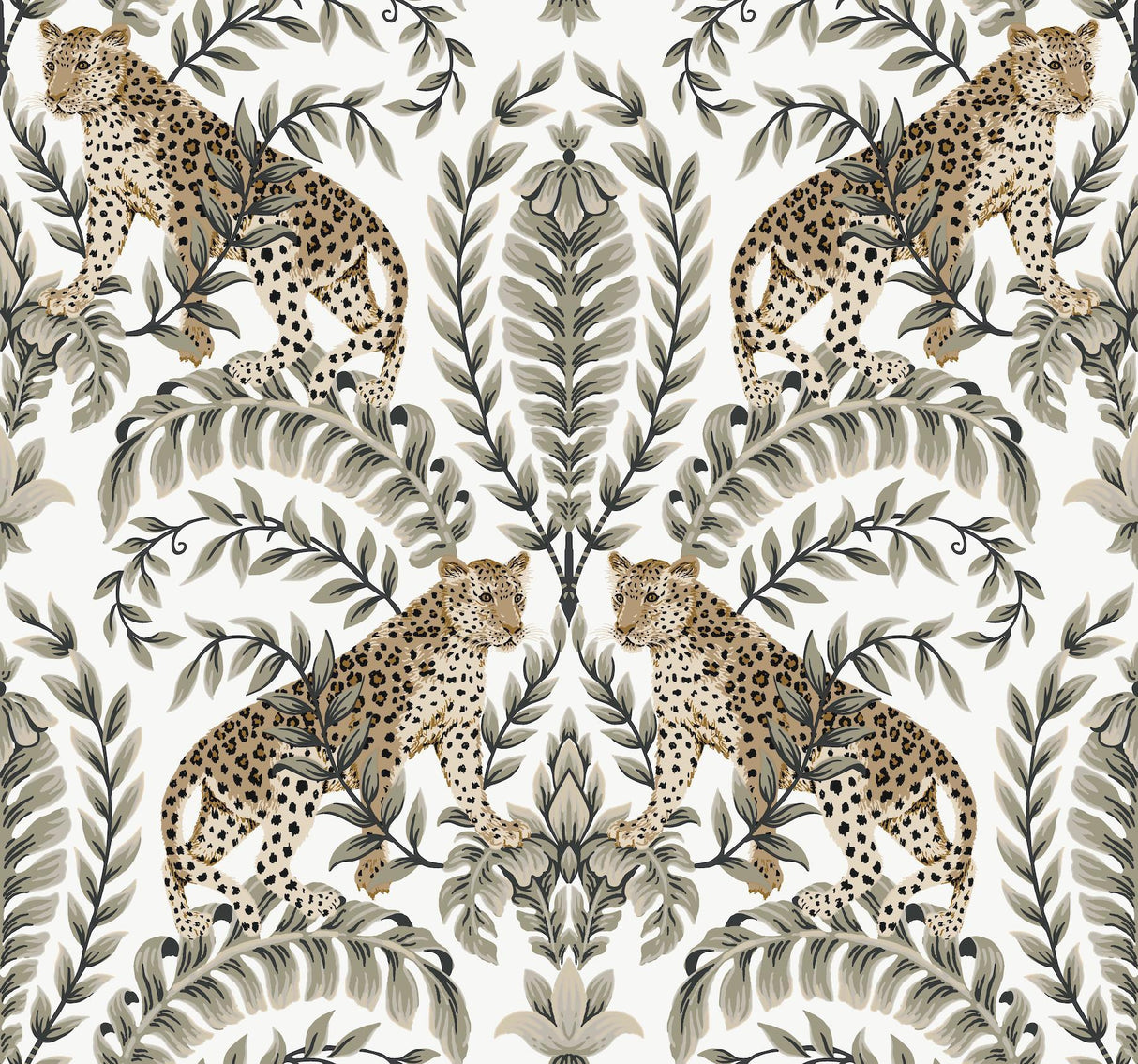 Ronald Redding Designs Jungle Leopard White/Black Wallpaper