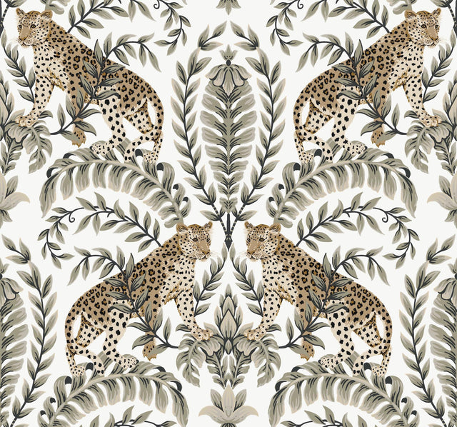 Ronald Redding Designs Jungle Leopard White/Black Wallpaper