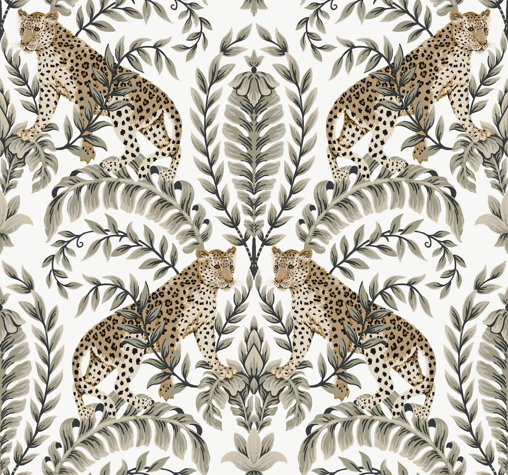 Ronald Redding Designs Jungle Leopard White/Black Wallpaper