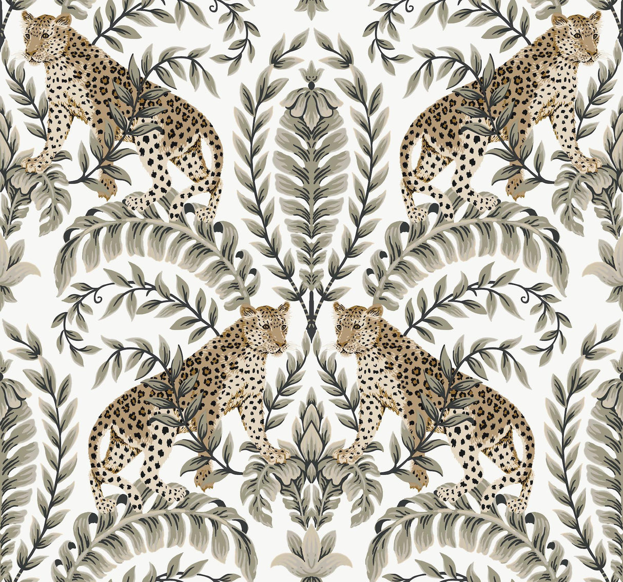 Ronald Redding Designs Jungle Leopard White/Black Wallpaper