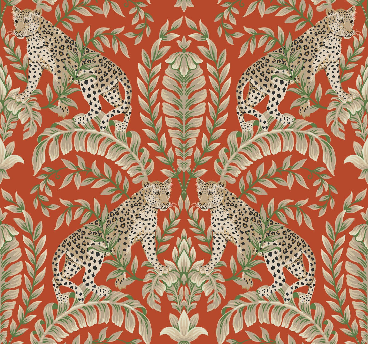 Ronald Redding Designs Jungle Leopard Orange Wallpaper